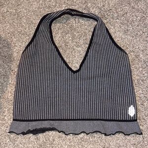 Free people Black and Gray Striped Women's Halter Top